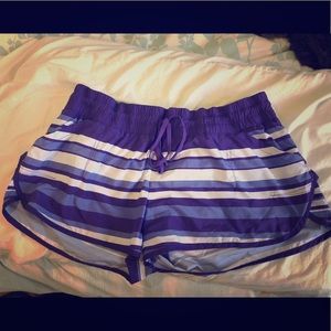 Lorna Jane running shorts purple stripe